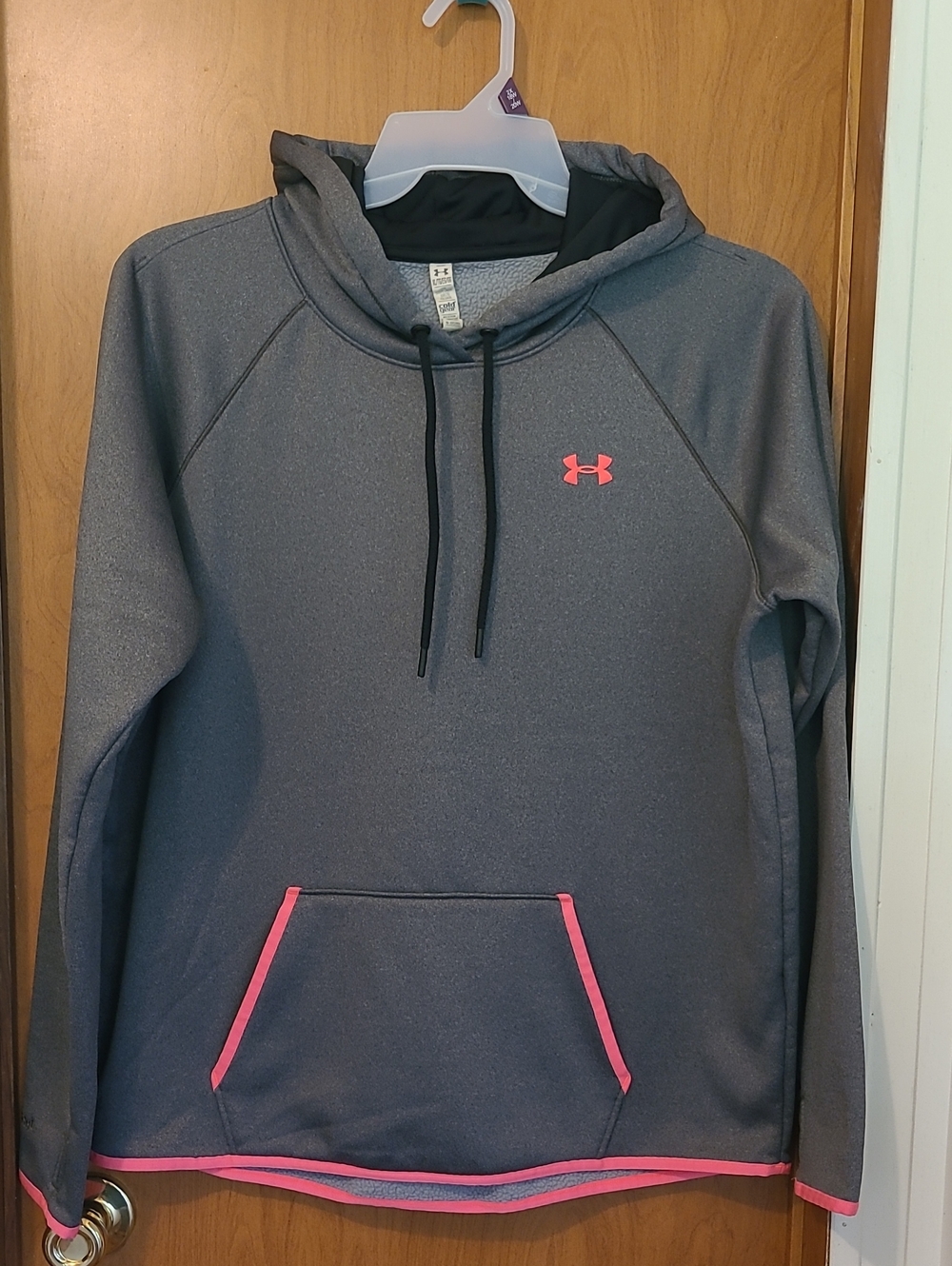 Under Armour Women's Gray Crewneck Hoodie with Pink Accents